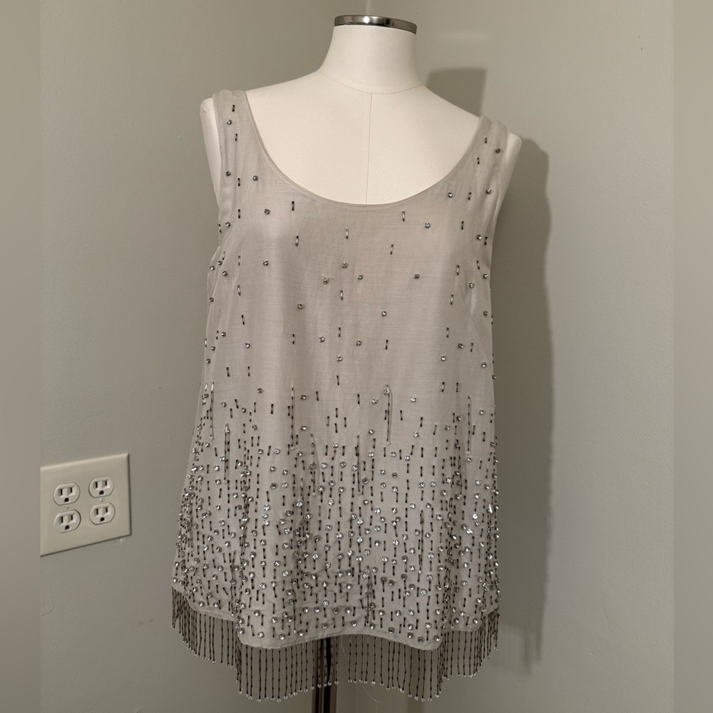 Ann Taylor Gray Embellished Tank Top